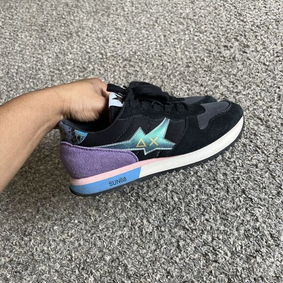 SUN68 Women’s Fashion Sneakers Shoe Sneakers SUN 68 Suede US 9 Black Purple Blue - Picture 1 of 7